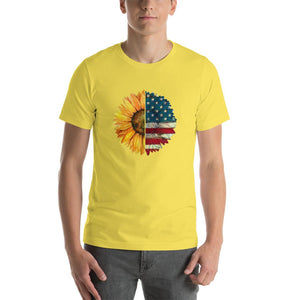 Sunflower mixed american flag pattern Unisex T-Shirt