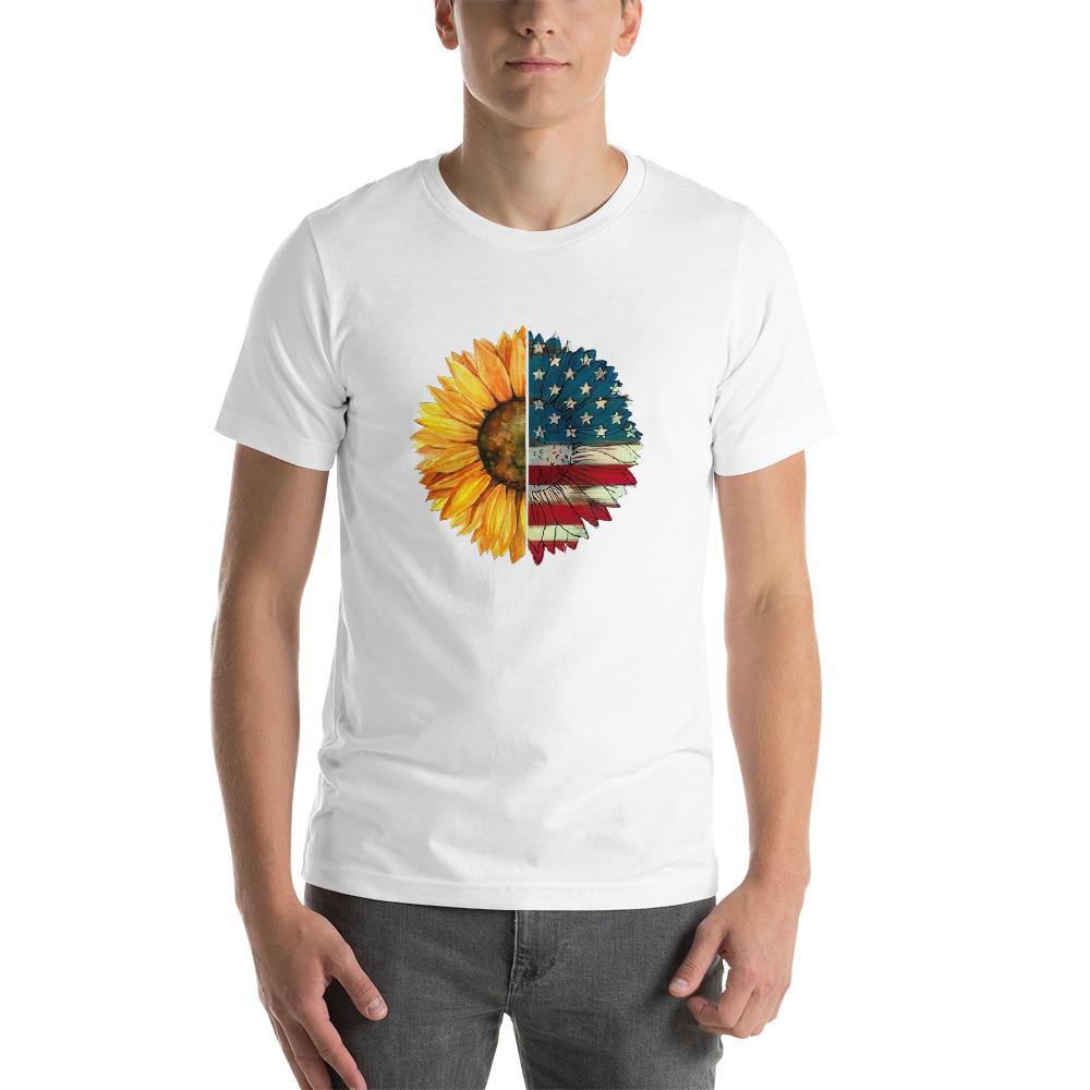 Sunflower mixed american flag pattern Unisex T-Shirt